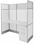 60&quotW White Laminate Washable Cubicles - 60&quotW x 24&quotD x 67&quotH Starter Cubicle