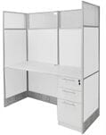 60&quotW White Laminate Washable Cubicles - 60&quotW x 24&quotD x 67&quotH Starter Cubicle