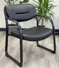400 lbs. Capacity Extra Wide SteelWorks Black Leather Guest Chair