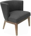 Linen Upholstered Barrel Guest Chair in Slate Gray