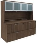 Modern Walnut Lateral File Credenza w/Hutch