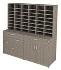 72" Custom Mail Sorter Workstation with 48 Compartments and Locking Storage
