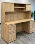 71&quot Beaumont Kneespace Credenza w/6 Drawers and Sliding Door Hutch