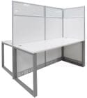 67&quotH TrendSpaces White Laminate 2-Person Straight Washable Cubicle w/Glass