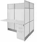 60&quotW x 49&quotD x 67&quotH White Laminate Washable Double Add-On Cubicle