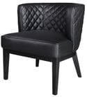 Diamond Stitched Black Vinyl Barrel Guest Chair