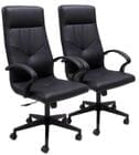 Set of 2 High Back Conference Room Chairs in Faux Leather