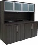 Charcoal 4-Door Storage Credenza w/Hutch