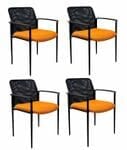 Set of 4 Mesh Stacking Chairs with Orange Seats