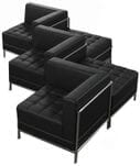 Black Tufted Modular 5-Seat Zig Zag Sofa