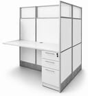 60&quotW x 49&quotD x 67&quotH White Laminate Washable Double Add-On Cubicle