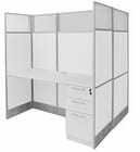 60&quotW x 49&quotD x 67&quotH White Laminate Washable Double Starter Cubicle