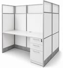 60&quotW x 49&quotD x 67&quotH White Laminate Washable Double Starter Cubicle