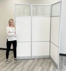 7'H Tall White Laminate Office Panels w/Glass Window - 24&quotW x 7'H - See Other Sizes