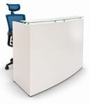 Curved Glass Top Reception Desk in Charcoal or White - 5' Wide