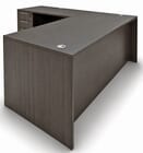 Charcoal L-Shaped Rectangular Managers Desk w/6 Drawers