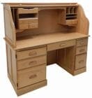 60&quotW Solid Oak Rolltop Computer Desk in Sand Finish - IN STOCK! Made in USA