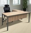 Contrasts Rustic 63&quotW L-Desk with Sliding Door Cabinet Return