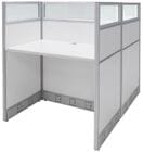 36&quotW x 49&quotD x 48&quotH White Laminate Washable Double Starter Carrel