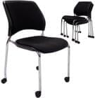 300 lb. Capacity Black Padded Mobile Stacking Guest Chair