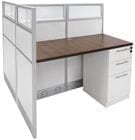 48&quotW x 49&quotD x 48&quotH White Laminate Washable Double Add-On Cubicle