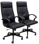 Set of 2 High Back Conference Room Chairs in Faux Leather