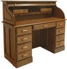 51&quotW Solid Oak Roll Top Desk - Made in USA