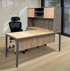 Contrasts Rustic 63&quotW L-Desk with Sliding Door Cabinet Return and Hutch