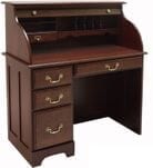 42&quotW Single Pedestal Solid Cherry Roll Top Desk - Made in USA