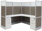 72" x 72" x 67&quotH Value Series L-Shaped Office Cubicle w/Files - Starter Unit