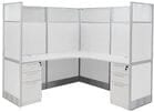 72" x 72" x 67&quotH White Laminate Washable L-Shaped Office Cubicle w/Files - Starter Unit