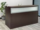 Mocha Rectangular Reception Desk w/Frosted Glass Panel