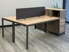 Contrasts Rustic 78&quotW 2-Person Benching Workstation with Bookcase Dividers