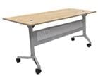 63&quot x 30&quot Flip & Stow Training Table w/Privacy Panel in Beaumont Oak