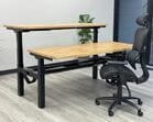 Solid Wood 2 Person Electric Lift Benching Desk - 48" x 24" Worksurfaces