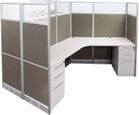 67&quotH Value Series Taupe Fabric 3-Person Cubicle - 131" x 114" Starter Workstation  