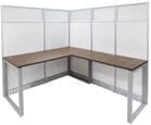 67&quotH TrendSpaces White Laminate L-Shaped Washable Cubicle w/Glass