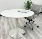 42&quotR White Sintered Stone Top Disc Base Table