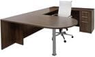 Modern Walnut Peninsula U-Shaped Workstation