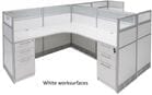 12'W x 6'D x 48&quotH White Laminate Washable Complete 2-Person L-Shaped Office Cubicle w/Files - Starter Unit