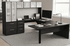 Elite Custom U-Shaped Peninsula Workstation with Cabinets - Left Bridge