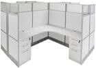 12'W x 12'D x 67&quotH White Laminate Washable Complete 4-Person Cluster Office Cubicle - Starter Unit