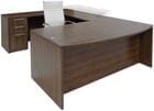 Electric Lift Adjustable Bridge Modern Walnut U-Desk
