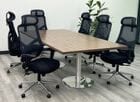 8'x4' Modern Walnut Rectangular Conference Table w/ Six Mesh Back Chairs with Headrests