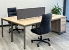 Contrasts Rustic 86&quotW 2-Person Benching Workstation with Freestanding Files