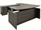 Enclosed Bow Front U-Shaped Desk with Height Adjustable L-Surface