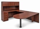 Cherry Peninsula U-Shaped Workstation w/Hutch 