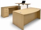 Maple  Electric Lift Adjustable Bridge U-Desk 