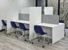 12' x 4' White 8-Person Cluster Workstation with Mobile Dividers and Tackable Privacy Panels