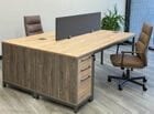 Contrasts Rustic 78&quotW 2-Person Benching Workstation with Freestanding Files